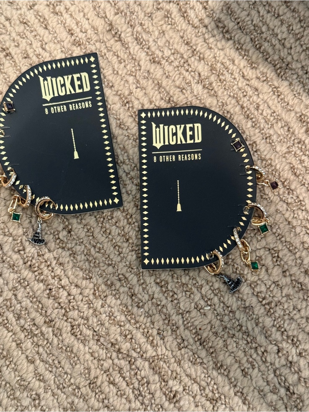 NWT Wicked 8 Other Reasons Gold Tone Charm Hoop Earrings Set